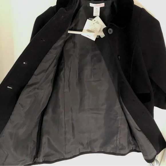 NWT Janie and Jack Black Italian Wool & Velvet Coat